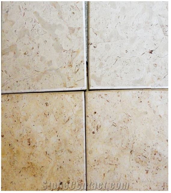 Qatranah White Limestone Brushed Tiles