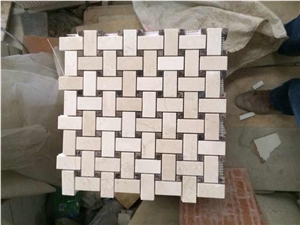 Crema Marfil + Emperador Dark / Emperador Light / Carara White, Beige Marble Mosaic