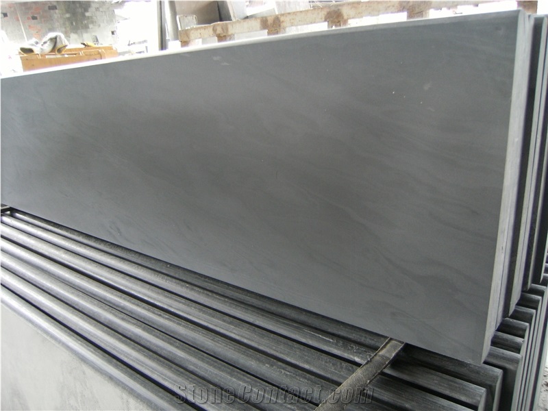 Honed Black Slate Tiles and Slabs,China Black Slate