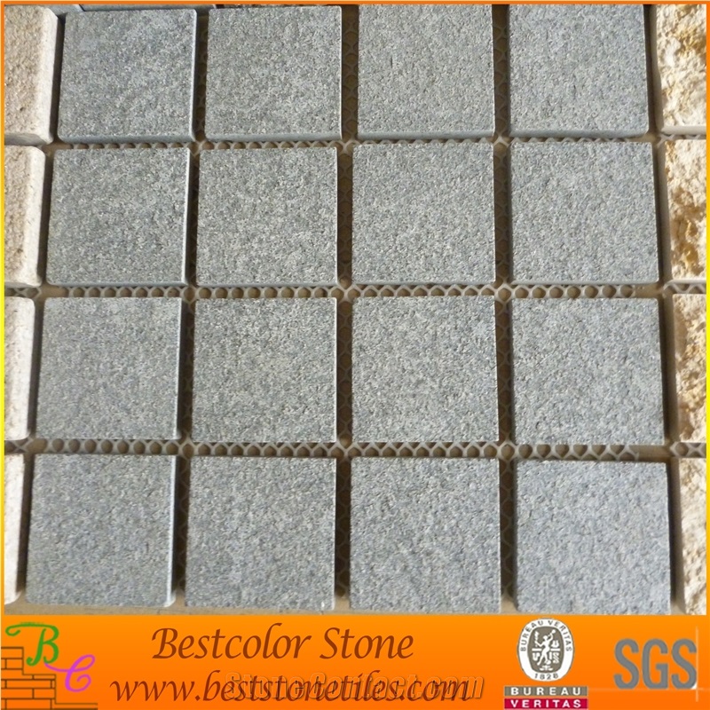 G654 Flamed Cobble Stone, Black Granite Paving Stone