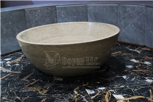 Desert Rose Bathroom Honed Travetine Bathtub, Desert Rose Travertine Bathtubs