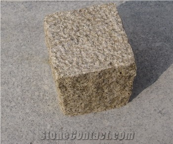 G350 Yellow Granite Cobble Stone, Cube Stone