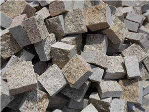 G350 Yellow Granite Cobble Stone, Cube Stone