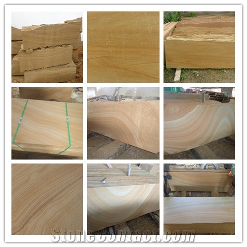 Yellow Veins Sandstone Blocks Factory, Yellow Wood Veins Sandstone Block