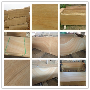Yellow Veins Sandstone Blocks Factory, Yellow Wood Veins Sandstone Block