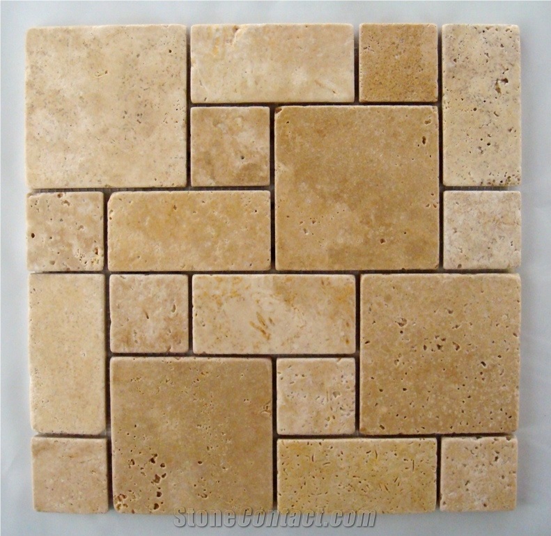 Classic Light Travertine Tumbled Mini Pattern