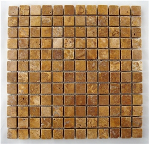 Cloudy Noce Travertine Tumbled Mosaic
