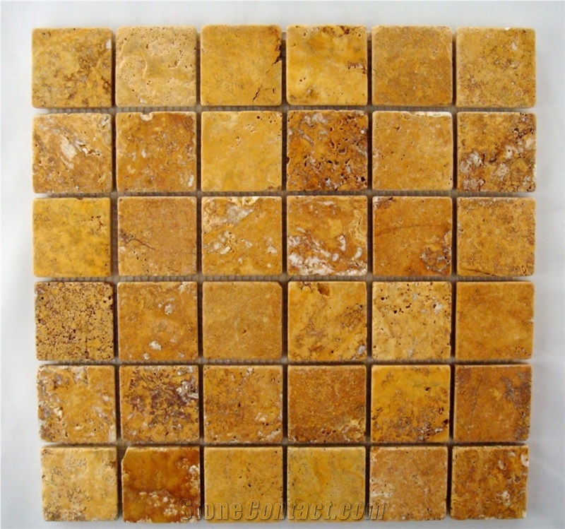 Exotic Gold Travertine Mosaics, Tumbled Stone