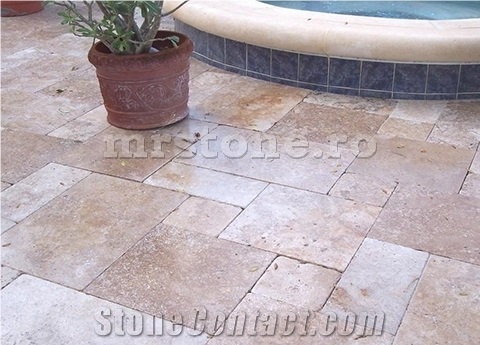Noce Travertine Tumbled French Pattern Pavement