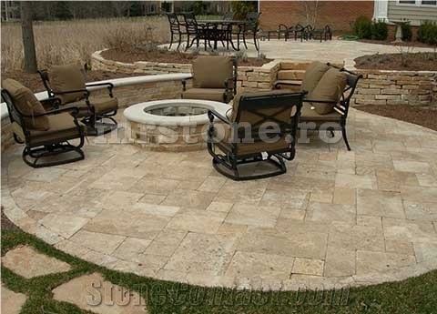 Noce Travertine Tumbled French Pattern Pavement