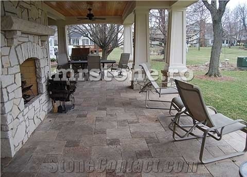 Noce Travertine Tumbled French Pattern Pavement