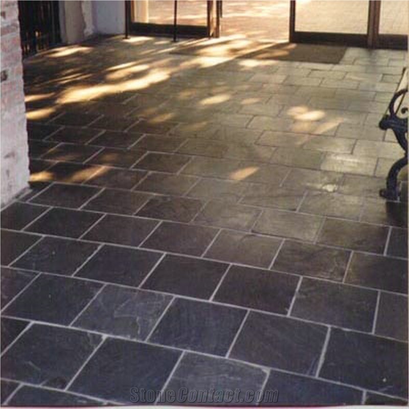 Natural Black Slate Flooring Tiles, Black Flooring Slate, Jiujiang Black Slate