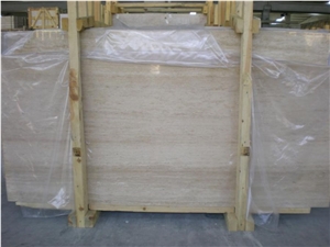 Classic Travertine Vein Cut Polished Slab,