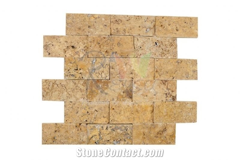 Gold Split Face Mosaic,Gold Travertine