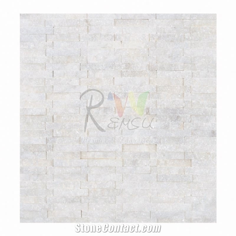 Mugla White Marble Split Face Mosaic