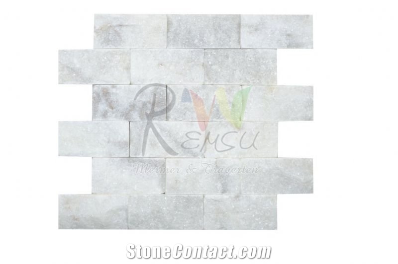 Mugla White Split Face,White Marble, Mugla White Marble Mosaic