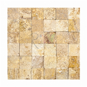 Travertine Gold Split Face Mosaic Travertine Gold Split Face Mosaic