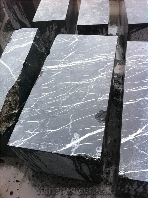 Black Markina Marble Block , Spanish Black Marble Block