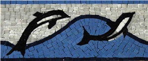 Marble Dolphins Mosaic Border