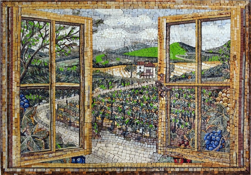 View from the Window Marble Kitchen Mosaic Backsplash