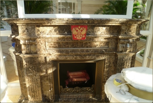 Emperador Marble Fireplace