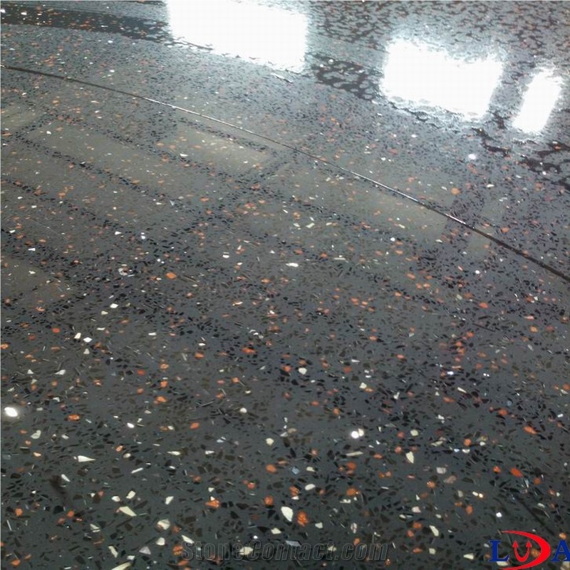 600x600 Black Sparkle Quartz Tiles