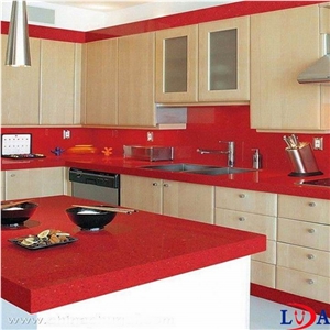 Red Sparkle Quartz Stone Countertops