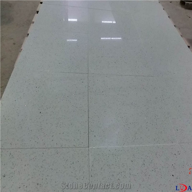 White Mirror Fleck Quartz Tiles