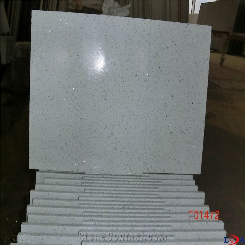 White Mirror Fleck Quartz Tiles