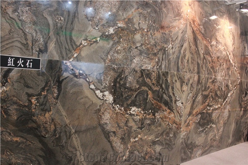 Fire Granite Slabs, Brazil Brown Granite