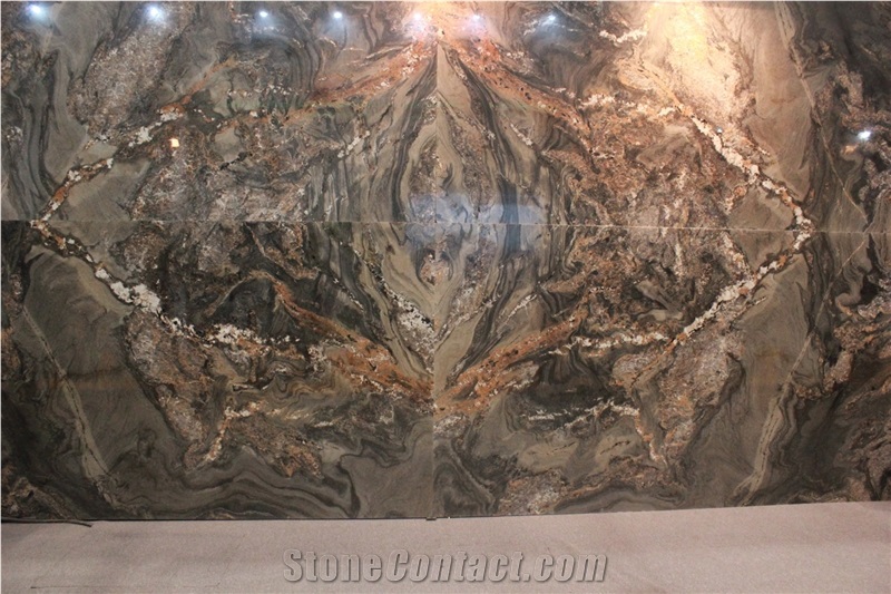 Fire Granite Slabs, Brazil Brown Granite