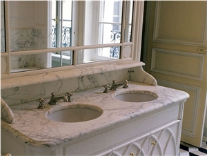Bianco Carrara Marble Double Sink Bath Countertop
