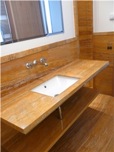 Travertino Giallo Persiano Yellow Travertine Bathroom Tops