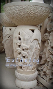 Stand and Lamp, Beige Sandstone Lamps