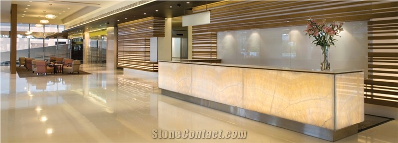 Translucent Yellow Onyx Reception Desk