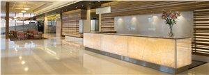 Translucent Yellow Onyx Reception Desk