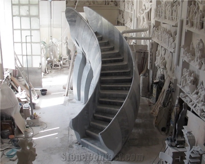 Solid Carrara Marble Stairs, Pietrasanta Oro Marble Stairs