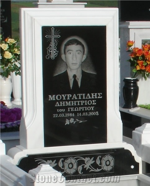 Laser Etched Portrait on Granite Monuments, Absolute Black Granite Monuments
