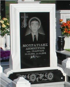 Laser Etched Portrait on Granite Monuments, Absolute Black Granite Monuments