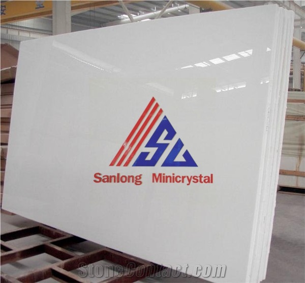 Pure White Artificial Crystallized Glass Stone Tiles