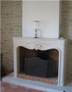 Carved Richemont Blanc Limestone Fireplace