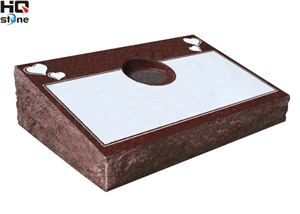 India Red Bevel Slant Gravestone, Indian Red Granite Slant Gravestone
