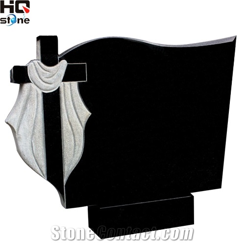Shanxi Black Granite Cross Tombstone,Monuments