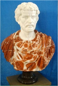Classic Yellow Stone Head Bust Statue, White Marble Statues