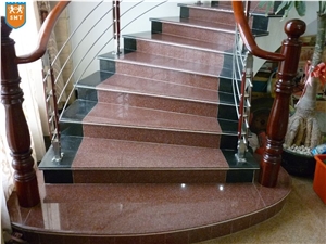 Red Granite Stairs and Steps,Inside Granite Stair and Step