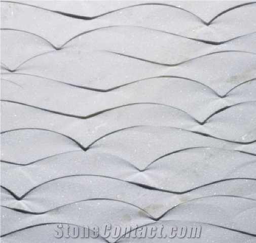 Modular Natural Stone 3d Stone Wall Finishes, White Marble Wall
