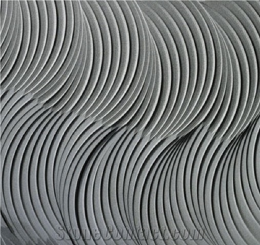 Modular Natural Stone 3d Wallcovering Tile, Black Basalt Wall