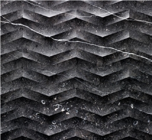 Modular Natural Stone Wall Cladding Tile, Black Marble Wall3d
