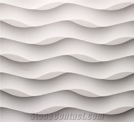 Natural Limestone 3d Wall Surface Tile, White Limestone Wall