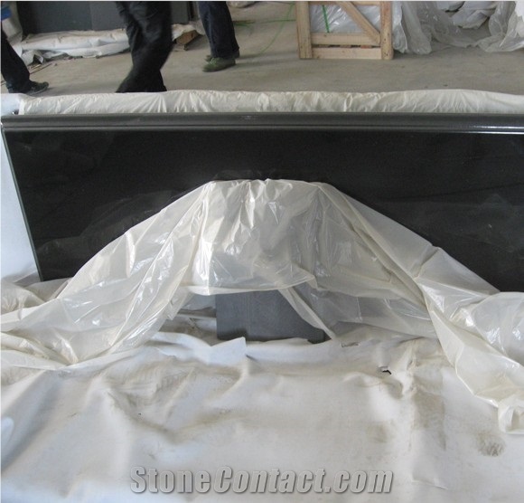 Iran Market Shanxi Black Granite Slabs with Four Sides Ogee, Absolute Black Granite Slabs & Tiles